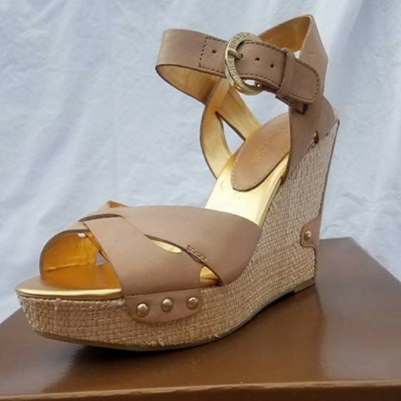 Shoes - Audrey Brooke tan wedge sandals NWT size 9